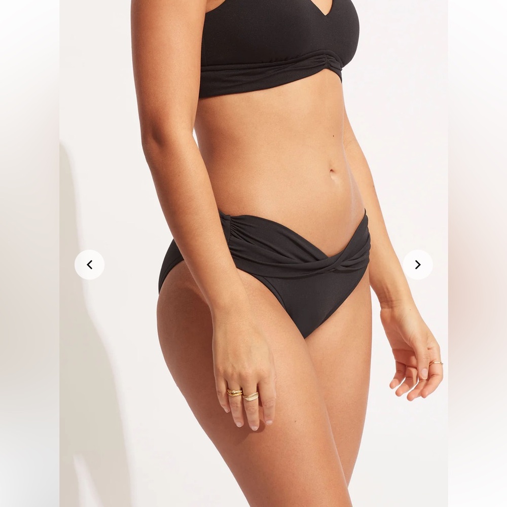 SEAFOLLY COLLECTIVE TWIST BAND BLACK HIPSTER BIKINI BOTTOM